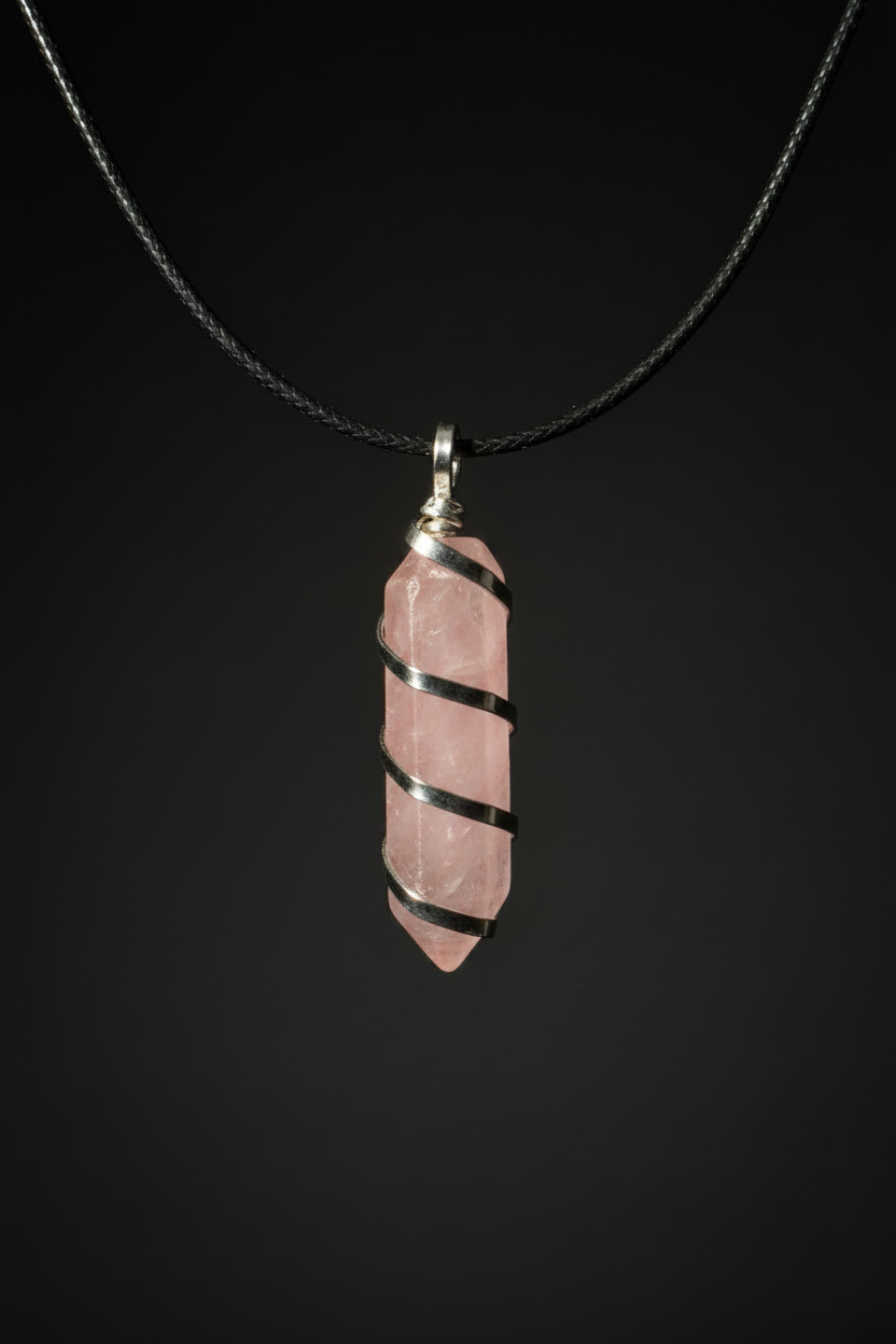 Rosenquarz Spitzen Kette – Nahaufnahme