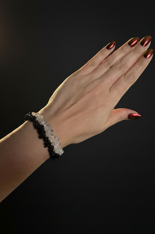 Turmalin & Bergkristall Set – Hand